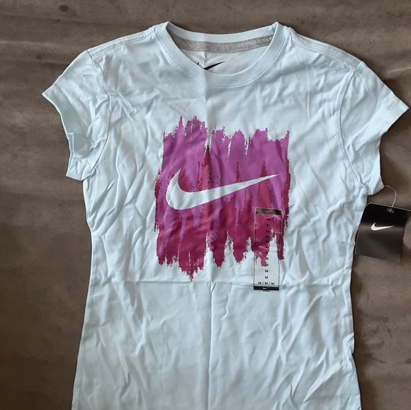 Nike Running Shirt Girls Size Medium Sky Blue Powder Purple Multi New - Picture 6 of 8